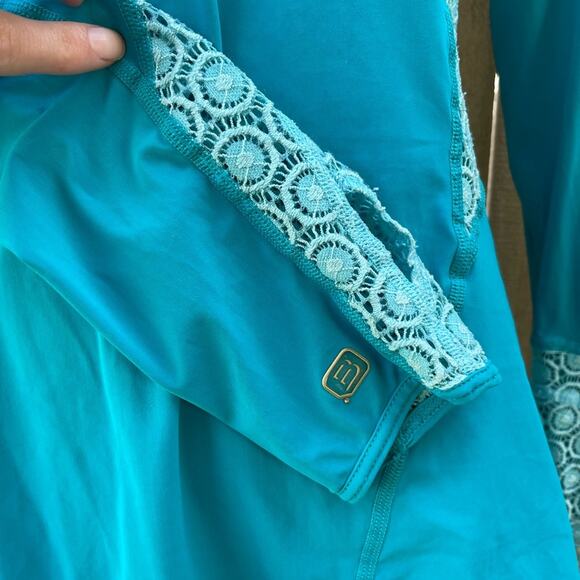 Bobbe HER MAJESTY TOP BEAUTIFUL TEAL SUNBURST LACE LONG SLEEVE - Picture 2 of 4
